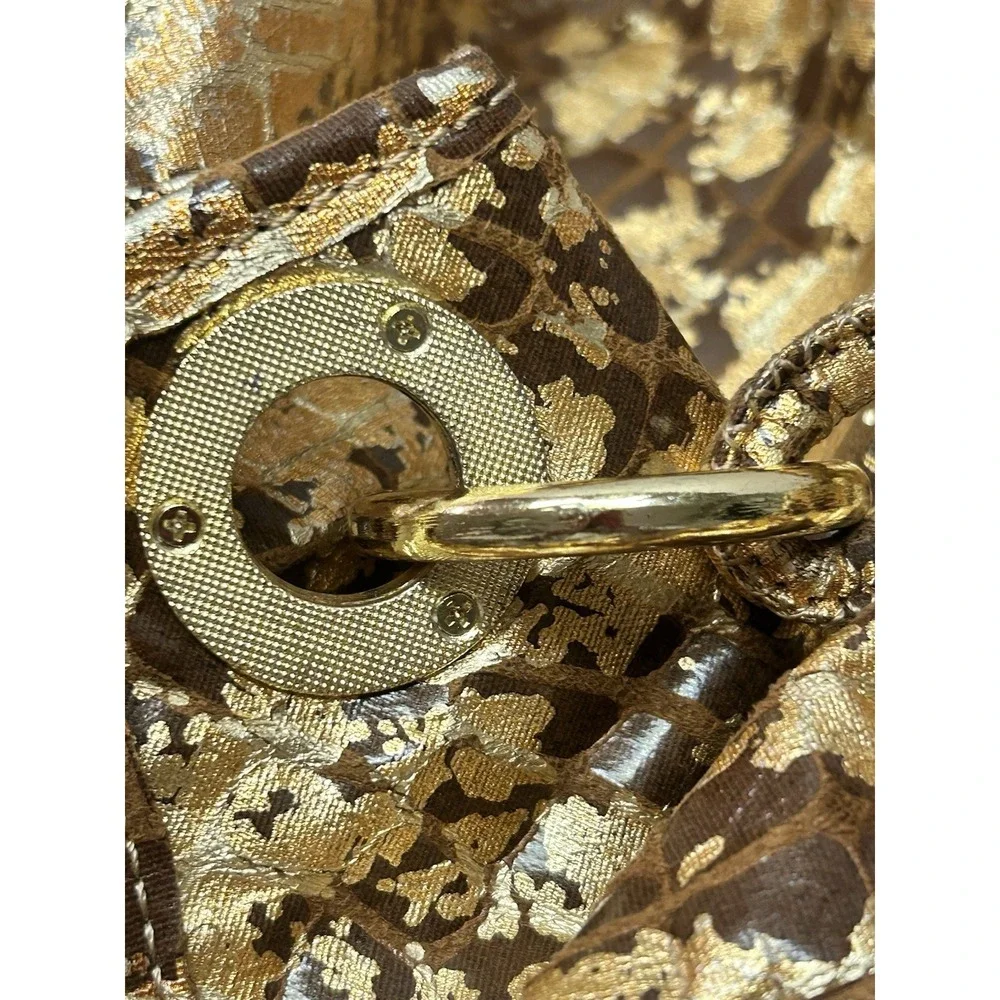 Gold Metallic Oversized Bag Braided Handle Gold Metallic‎ Snakeskin Hobo Purse